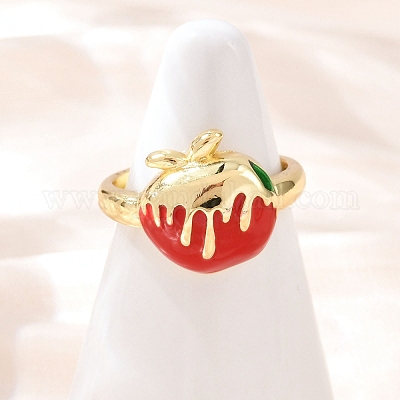 Кольца-манжеты с фруктами и яблоками из латуни и эмали RJEW-C139-19B-G-1