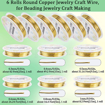 6 рулон 6 размера медной ювелирной проволоки CWIR-SC0001-03B-1