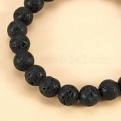 3pcs 3 Colors Dyed Natural Agate Beads Stretch Bracelets, with Synthetic Lava Rock Beads, Alloy Beads and Velvet Bag, Round, Mixed