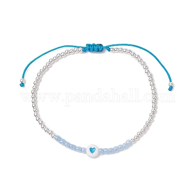 Латунные круглые бусины плетеные браслеты из бисера для женщин BJEW-JB11718-01-1