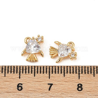 Подвески из латуни с микропаве из кубических цирконий на тему океана KK-F902-08C-G-1