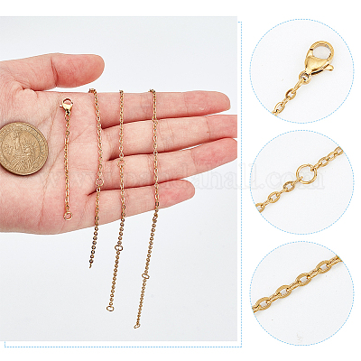 16 шт. 4-х стильные концевые цепи из нержавеющей стали 304 с карабином и соединительным кольцом STAS-NB0001-75-1