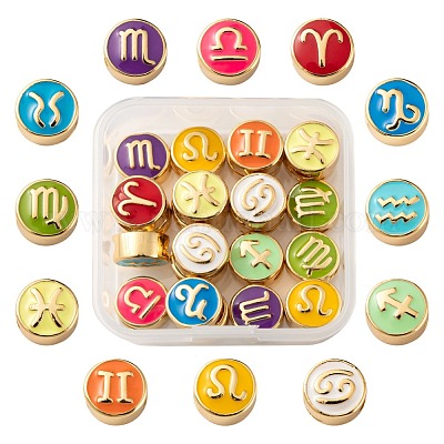 24шт 12 стиля латунные эмалевые бусины KK-LS0001-44-1