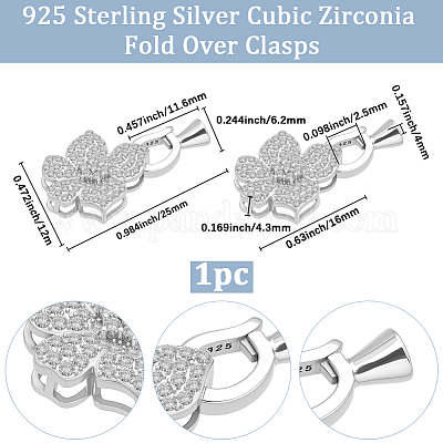 1 шт. 925 застежки-пряжки из стерлингового серебра с микропаве из прозрачных кубических цирконий STER-BBC0008-45-1