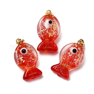 Подвески ручной работы из дихроичной фольги в технике лэмпворк DICH-G001-01G-03-1