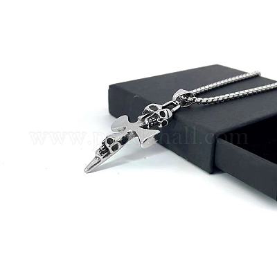 Ожерелья из нержавеющей стали с подвеской в виде черепа и креста для мужчин QC6124-1