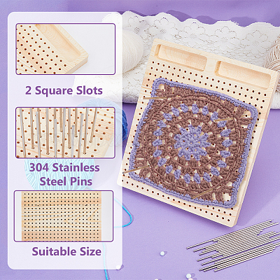 Прямоугольная деревянная доска для вязания крючком DIY-BC0013-51B-1