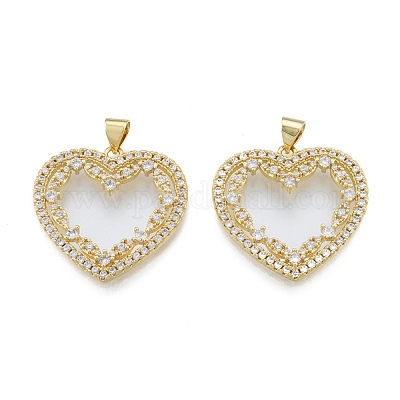 Латунные микропаве прозрачные подвески с фианитом KK-G431-17G-1