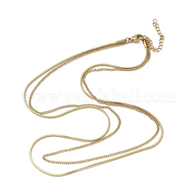 Ожерелья из квадратной змейки из нержавеющей стали 304 NJEW-S453-01G-B-1