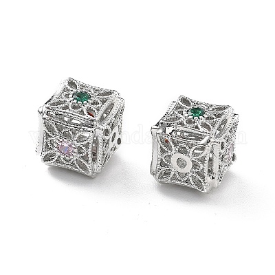 Латунные микро проложить кубического циркония бусы KK-G523-12P-1