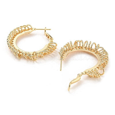 Латунные серьги обруча EJEW-K264-04G-1