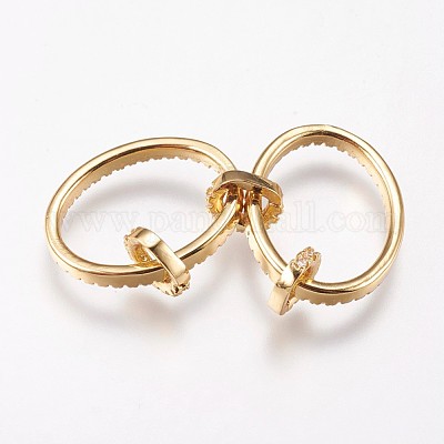 Латунь микро проложить кубический цирконий звенья кольца KK-I614-035G-1