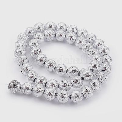 Гальванические бусины из натуральной лавы G-E511-01G-8mm-1