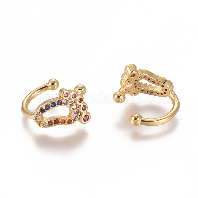 Серьги-манжеты с цирконом из позолоченной латуни EJEW-L244-27G-1