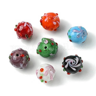 Ручной работы ухабистым Шарики Lampwork FOIL-B001-08-1