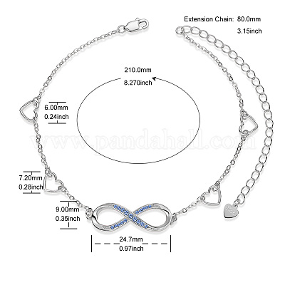 Браслеты на ногу из стерлингового серебра с родиевым покрытием JA132A-1