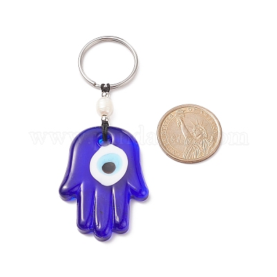 Porte-clés porte-clés bleu mauvais œil au chalumeau fait à la main