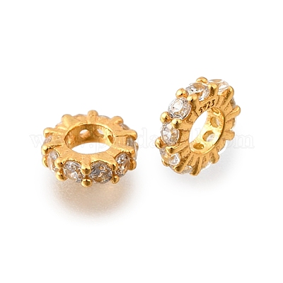 925 бусина из чистого серебра с микропаве и прозрачным фианитом STER-F061-05G-1