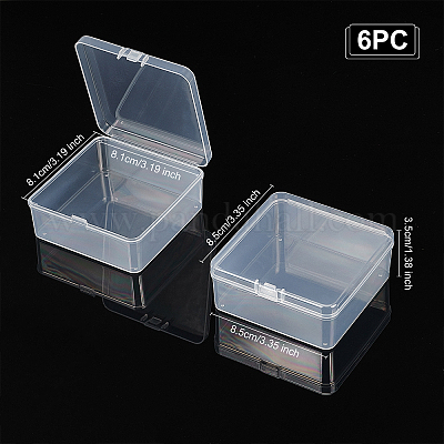 Wholesale SUPERFINDINGS 6 Pack Clear Plastic Beads Storage Containers Boxes  with Lids 8.5x8.5x3.5cm Small Sqaure Plastic Organizer Storage Cases for  Beads Jewelry Office Craft 