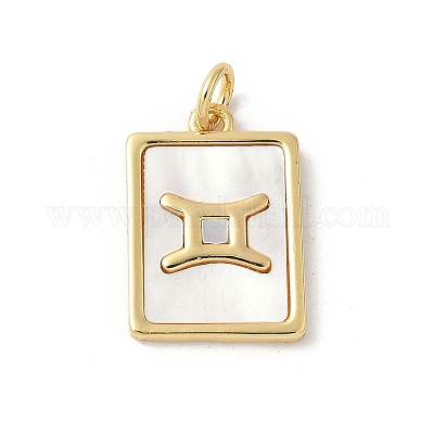 Подвески из латуни с натуральными белыми ракушками KK-S522-09G-A-1