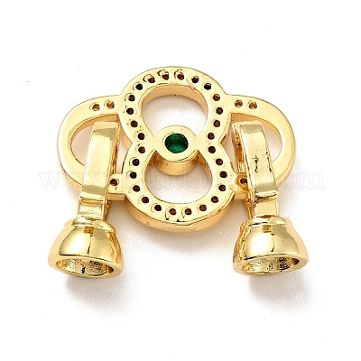 Реечное покрытие латунь микро паве прозрачный и зеленый кубический цирконий складные застежки KK-E034-54G-1