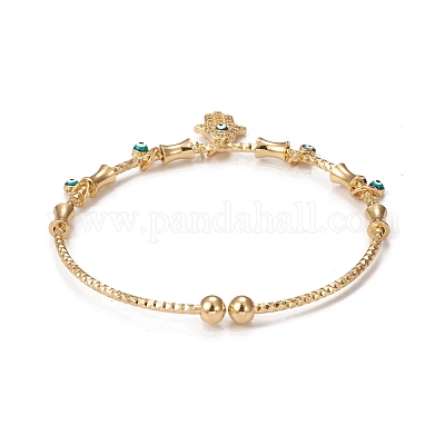 Реечное покрытие латунь микро паве кубический цирконий хамса браслеты на руку BJEW-E071-24G-1