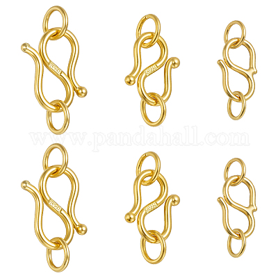 6 шт. 3 стиля 925 S-образные застежки из стерлингового серебра STER-ME0001-38-1