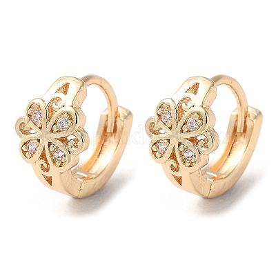 Серьги-кольца из латуни с микропаве из кубического циркония EJEW-P238-26KCG-1