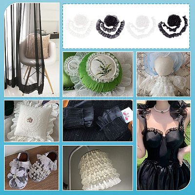 8 ярд 4 стилей двухслойной ткани с кружевной отделкой из чинлона&nbsp;DIY-PH0023-61-1