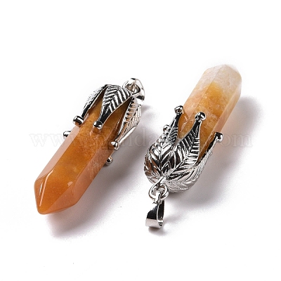 Большие заостренные подвески из натурального желтого нефрита G-E059-03AS-03-1