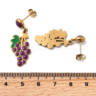 Серьги-гвоздики в форме винограда из нержавеющей стали 304 EJEW-H163-01G-1