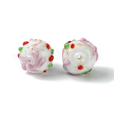 Ручной работы ухабистым Шарики Lampwork FOIL-B001-08D-1