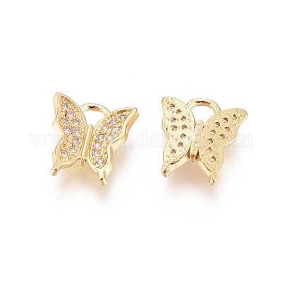 Латунные микропаве прозрачные кубические циркониевые подвески ZIRC-L093-25G-1