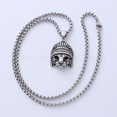 Винтажные мужские панк-ожерелья с подвеской в виде индейского орла из нержавеющей стали 304 BQ9040-1