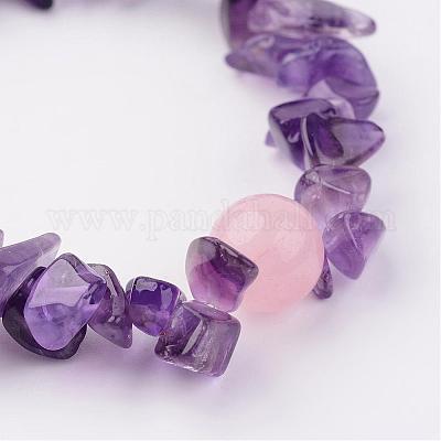Природный аметист браслеты простирания BJEW-JB02523-02-1