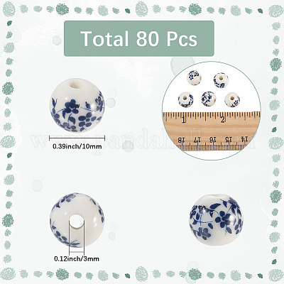 80 шт. фарфоровые бусины ручной работы с принтом PORC-SC0001-17-1