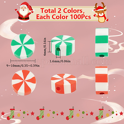 200шт 2 цвета бусины из полимерной глины ручной работы CLAY-SC0001-79-1