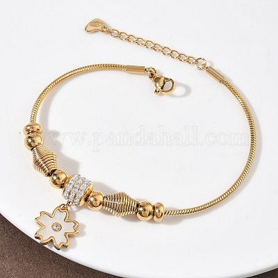 Браслеты с подвесками из полимерной глины и 201 нержавеющей стали в европейском стиле с натуральными ракушками BJEW-G765-03G-01-1