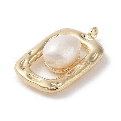 Латунные подвески с овальным пресноводным жемчугом KK-G491-21G-1