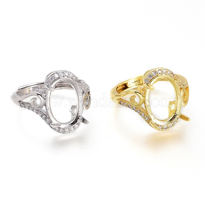 Регулируемые настройки для колец-солитеров из латуни с микропаве из прозрачных кубических цирконий ZIRC-I049-10-1