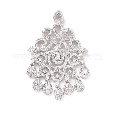 Экологически чистые латунные микро-паве прозрачные кубические циркония большие подвески KK-D079-01P-1