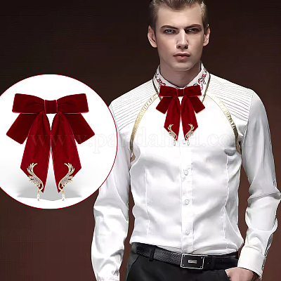 Брошь из полиэстера с бантом AJEW-WH0528-39A-1