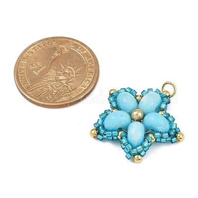 Подвески из стеклянного бисера ручной работы и синтетических окрашенных бусин императорской яшмы PALLOY-MZ00752-01-1