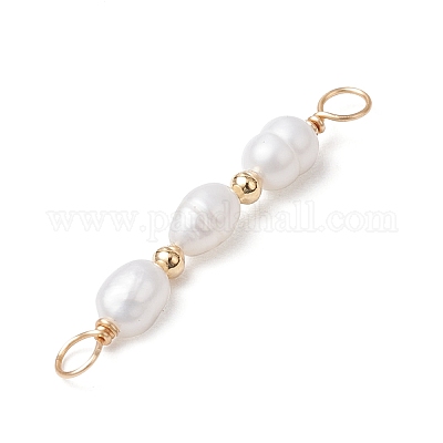 Подвески-коннекторы из натурального культивированного пресноводного жемчуга с рисовыми бусинами PALLOY-JF03703-1