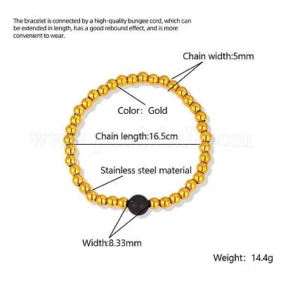 Женские браслеты из круглой бусинки из нержавеющей стали 304 JZ6753-1-1