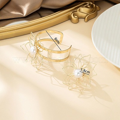 Наборы из железных браслетов и колец с полыми цветами FS-WGA02DC-01-1