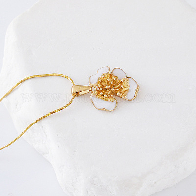 3 шт. винтажные ожерелья с цветочным кулоном из нержавеющей стали с белой эмалью для женщин PZ9559-1