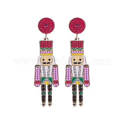 Серьги-гвоздики из сплава с эмалью в форме мультяшного солдата FS-WGA682D-01-1