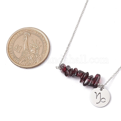 Ожерелья с подвесками в виде созвездий и натуральной гранатовой крошки NJEW-JN05084-10-1
