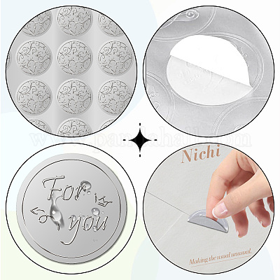 Круглые наклейки с тиснением из серебряной фольги DIY-WH20008-005-1